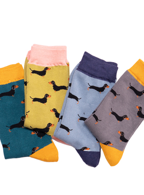 竹袜竹纤维抗菌防臭吸汗防过敏 DACHSHUND腊肠狗香肠狗男袜MR