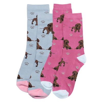 女竹纤维竹袜抗菌防臭透气吸汗排湿DACHSHUND香肠狗腊肠狗女袜HT