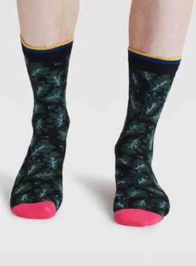 男袜竹袜竹纤维抗菌防臭树花草树叶植物无骨对目男袜中筒袜THO406