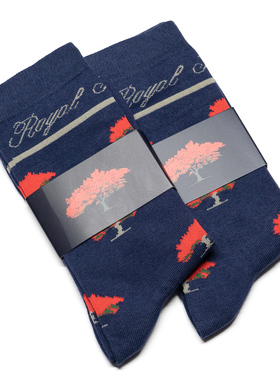 舒适棉质无骨对目凤凰木凤凰树红色大树中筒男袜子潮袜 Bow