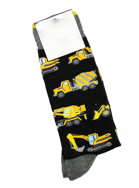 舒适棉质挖掘机翻斗车搅拌车图案防臭中筒男袜DH171