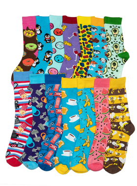 竹袜企鹅香蕉红色电话亭牛油果乐高西瓜哑铃蜜蜂电影咖啡男女袜MO