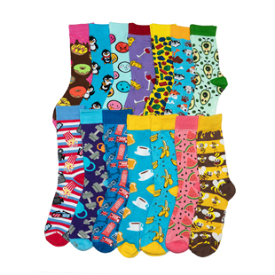 竹袜企鹅香蕉红色电话亭牛油果乐高西瓜哑铃蜜蜂电影咖啡男女袜MO