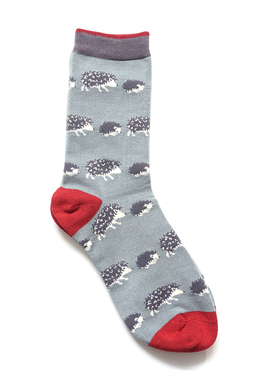 竹纤维抗菌防臭透气刺猬母子Hedgehogs无骨对目中筒女袜THO070