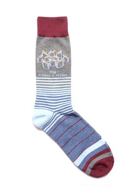 舒适棉质条纹TEN FLASKS A FILLING酒瓶灌装中筒绅士男袜企鹅103