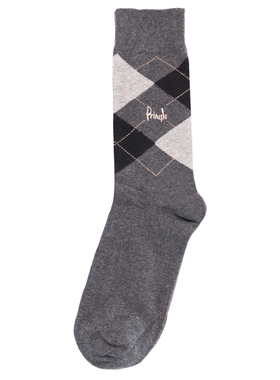 舒适棉质菱格图案无骨对目无缝袜头中筒绅士男袜P333