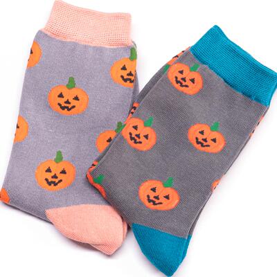 MS竹袜竹纤维防臭Halloween Pumpkins万圣节南瓜男女情侣中筒袜MR