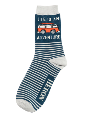 竹袜竹纤维抗菌防臭LIFE IS AN ADVENTURE生命是一场冒险男袜MR