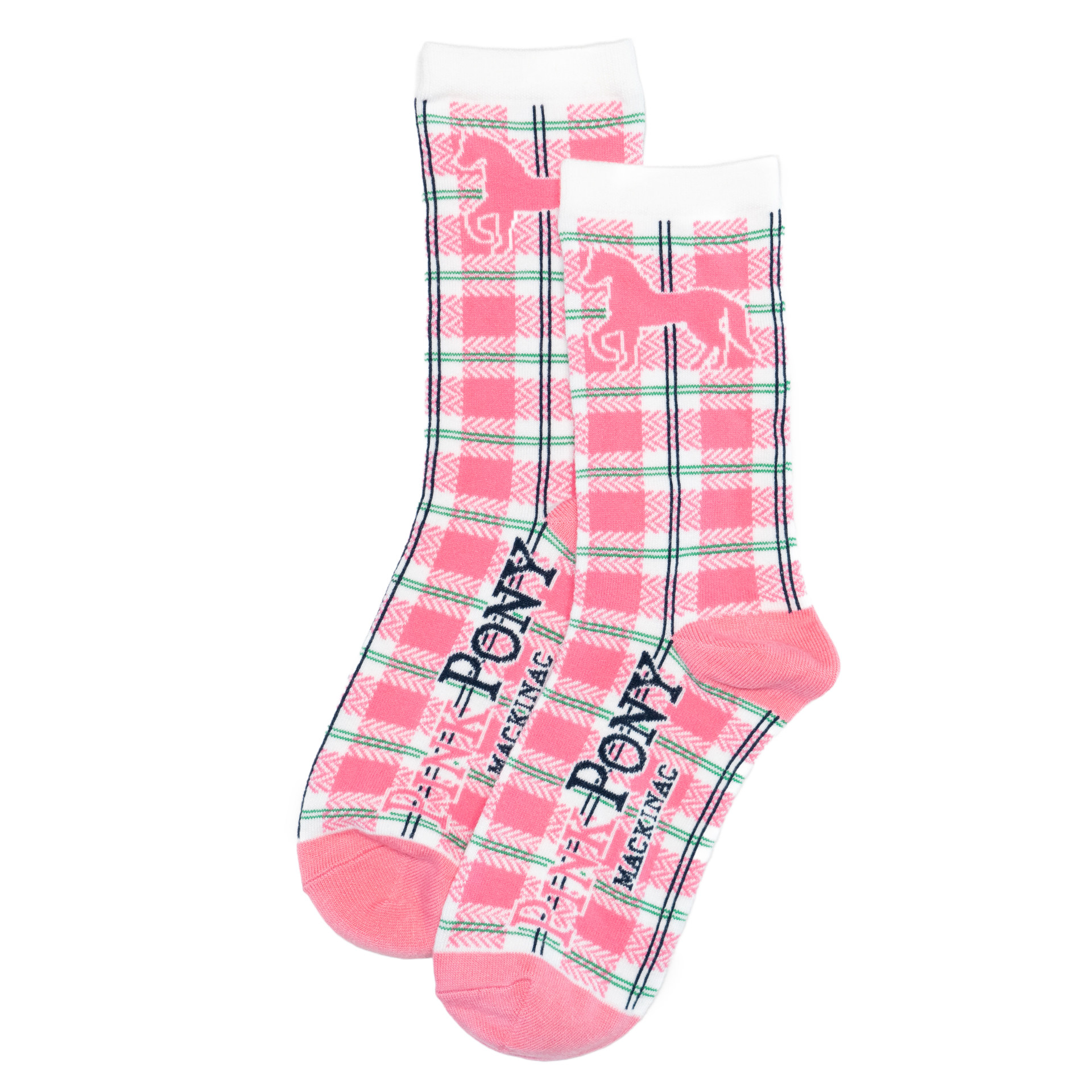 MACKINAC PINK PONY麦基诺粉红小马格子中筒女袜34-38码BF