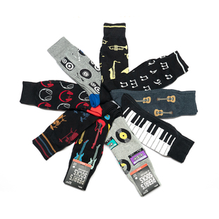 鼓手架子鼓铜管乐萨克斯钢琴吉他黑胶唱片机磁带耳机乐器音乐男袜