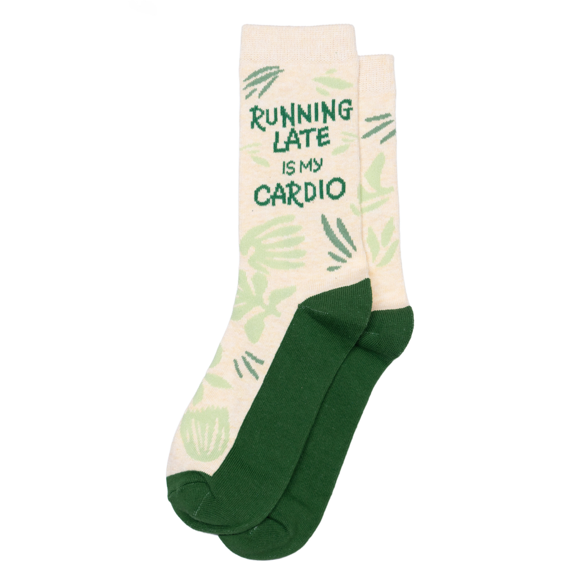 女棉质Running Late is my Cardio迟到是我的有氧运动树叶女袜RH
