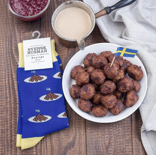 舒适棉质瑞典肉丸肉圆图案中女袜潮袜36-40码SVENSK HUSMAN