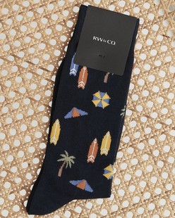 舒适棉质SURF阳光沙滩椰林冲浪海滩度假主题中筒绅士男袜RW048