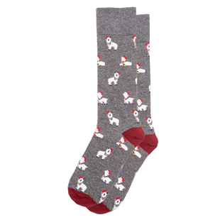 假日时光Holiday 羊驼Christmas中筒男袜 Time薄棉Llama戴圣诞帽