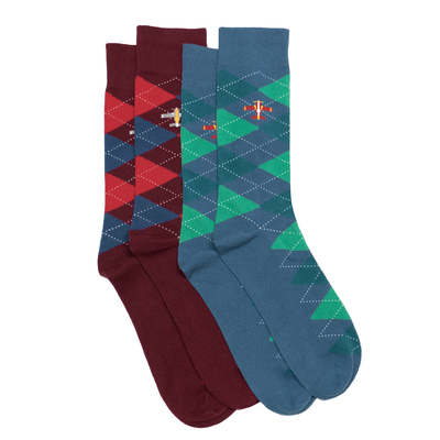 舒适棉质菱格螺旋桨飞机Airplanes无骨对目手工对口中筒男袜BR032