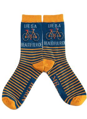 竹袜竹纤维LIFE IS A BEAUTIFUL RIDE人生是一段美好的旅程男袜MR