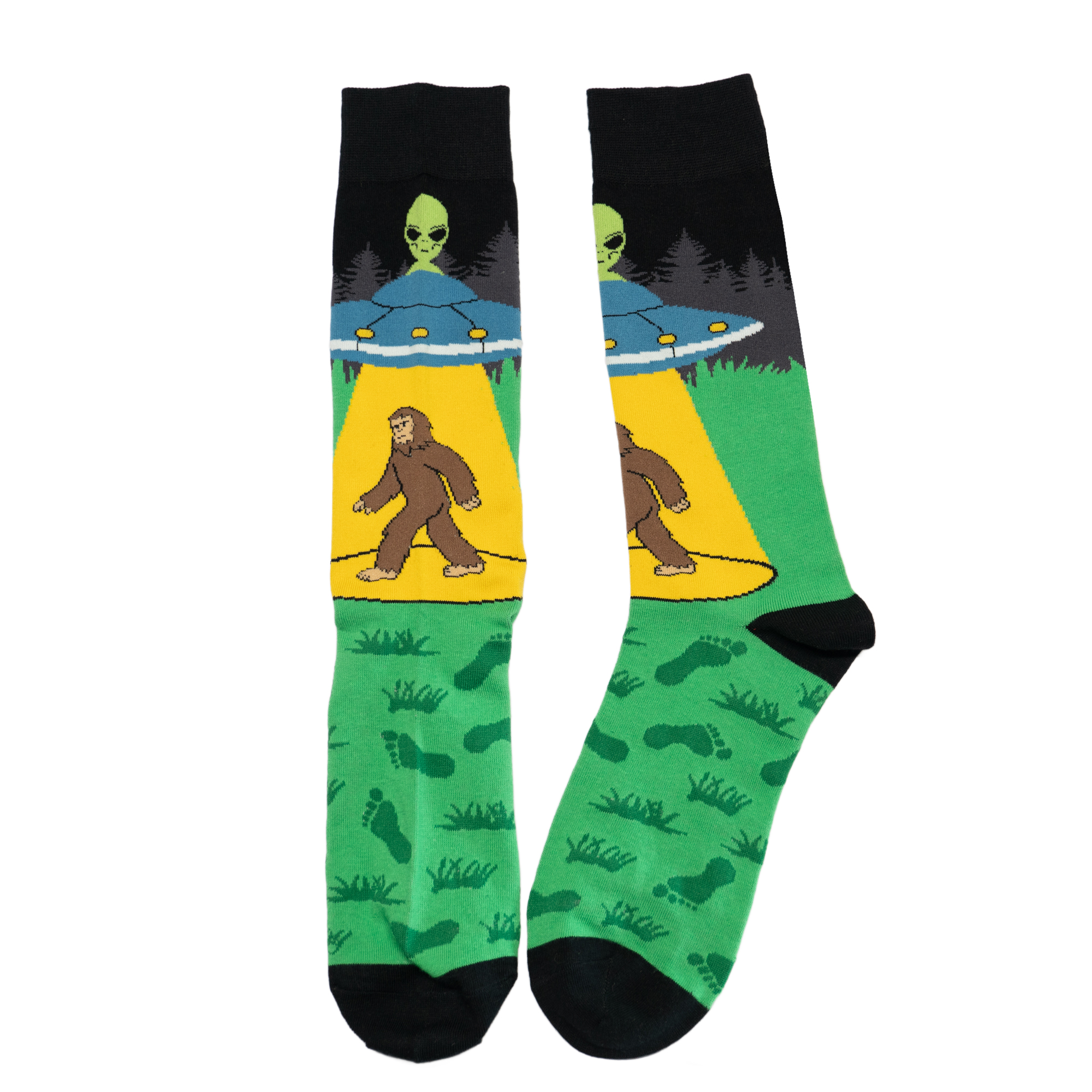 舒适棉质飞碟UFO外星人绑架长毛大脚怪Bigfoot中筒男袜DH227