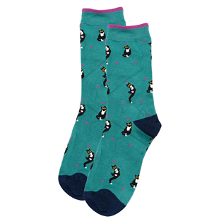 竹袜竹纤维袜抗菌防臭Serafina 猫咪无骨对目女袜THO602 Cat温暖