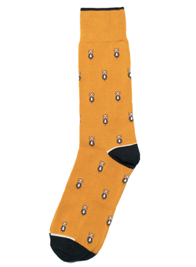 舒适棉质Woodland猫头鹰图案中筒绅士男袜BL003