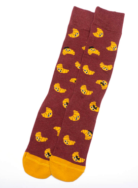 舒适棉质羊角包卡通图案直板中筒绅士男袜ZB012