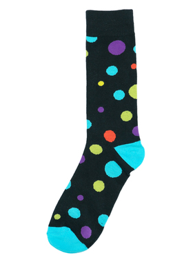舒适棉质彩色波尔卡圆点图案中筒绅士男袜ODDBALLS