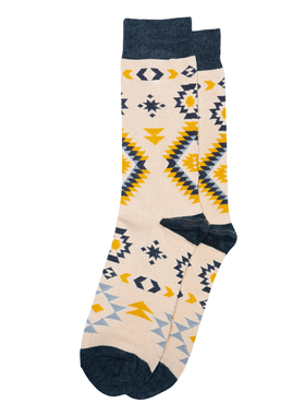 舒适棉质MY MOUNTIAN水波纹艺术图案中筒男袜OO