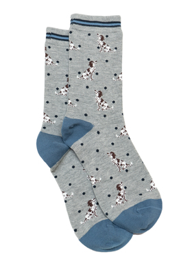 女士竹袜竹纤维抗菌防臭防过敏史宾格犬狗无骨对目中筒女袜THO879