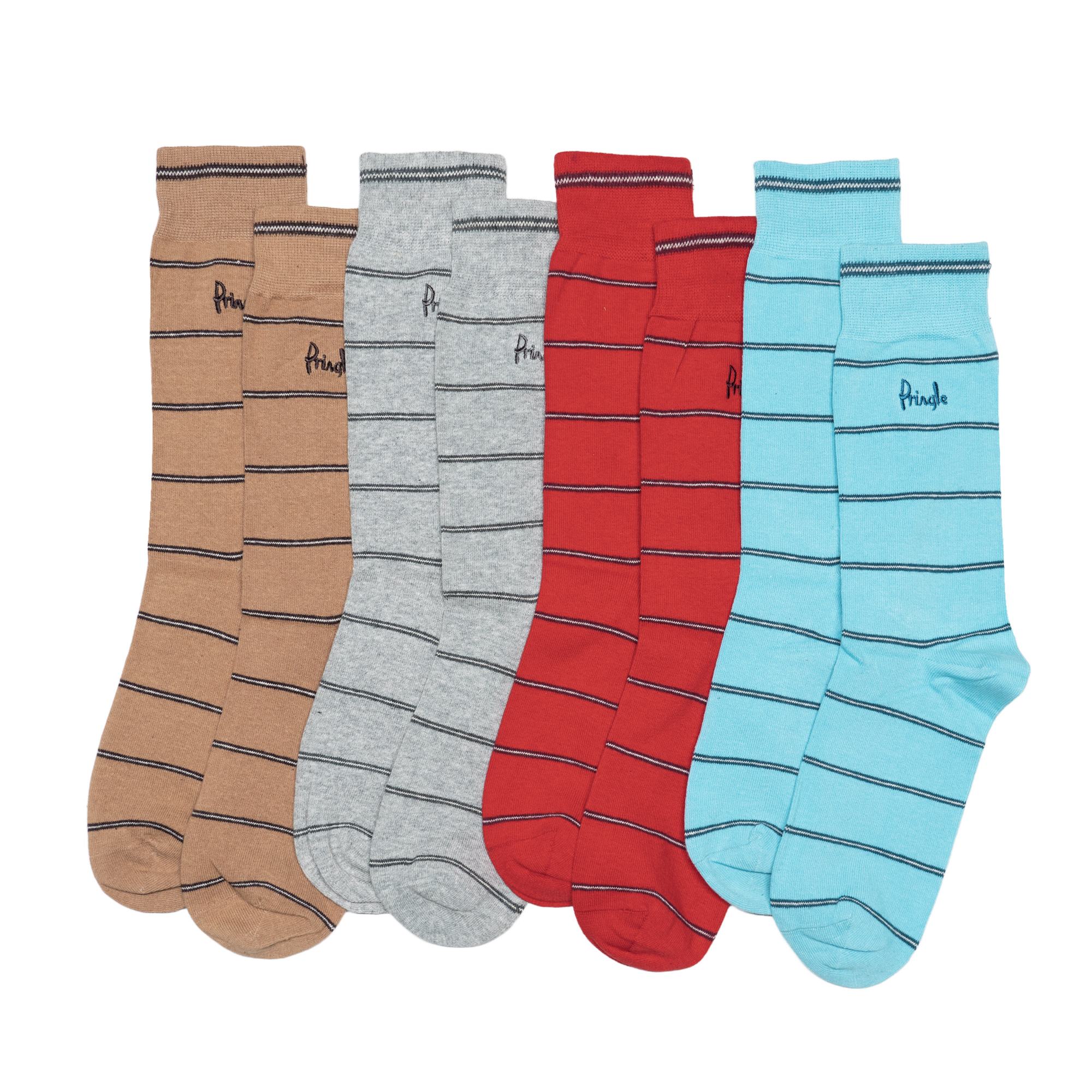 舒适全棉无骨对目条纹手工对口中筒男袜P503