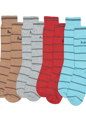 舒适全棉无骨对目条纹手工对口中筒男袜P503