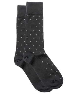 舒适棉质小方块几何图案中筒男袜C021