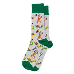 Gras Band狂欢节乐队鹈鹕龙虾鳄鱼男袜RS 舒适棉质Mardi 男士