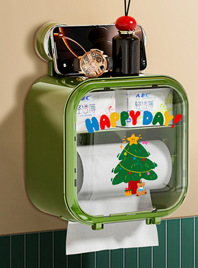 复古吸盘卫生间厕纸盒卷纸架免打孔壁挂式防水纸巾盒卫生纸置物架