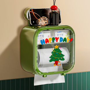 复古吸盘卫生间厕纸盒卷纸架免打孔壁挂式防水纸巾盒卫生纸置物架