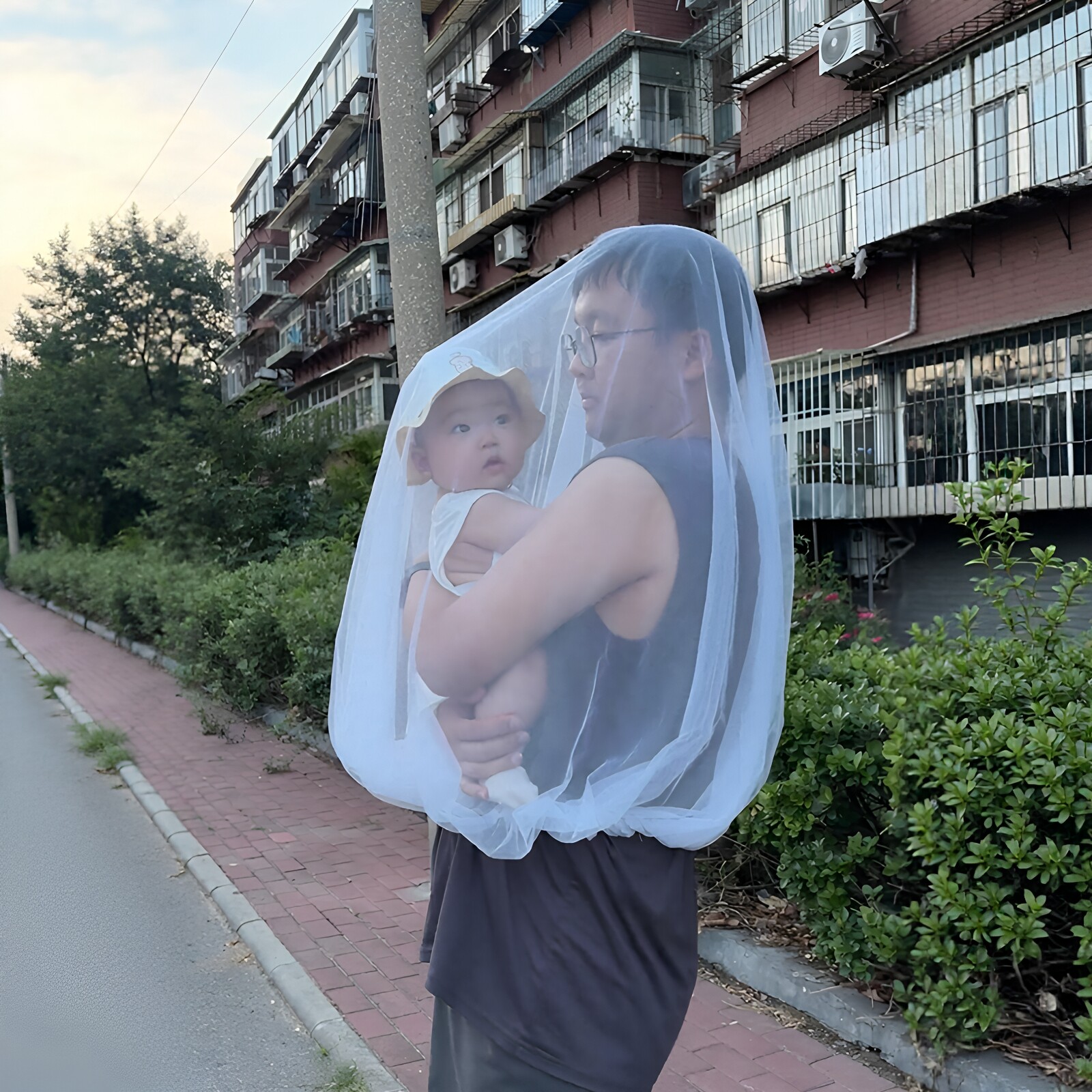 婴儿外出防蚊神器！抱宝宝出门防蚊子罩折叠防蚊头罩夏天户外遛娃