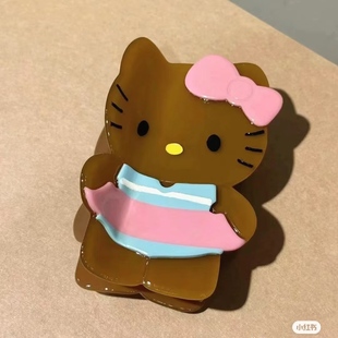 黑皮kitty哈喽头发抓夹发夹hellokitty夹子鲨鱼夹2023发卡发饰kt