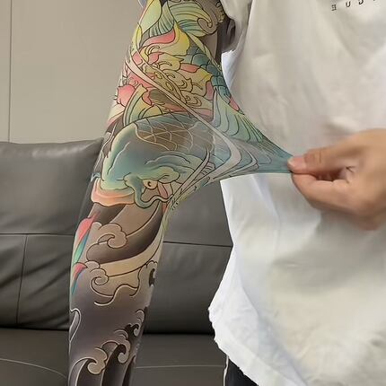 2026新款无痕超薄超逼真纹身袖套刺青花臂冰袖男士款防晒防紫外线