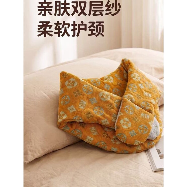 加厚保暖棉护颈脖套带兜放暖贴防寒新疆棉花填充双层纱放空调直吹