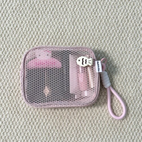 粉色网布手提收纳袋大容量幼儿园学生宿舍化妆品口红洗漱旅行便携