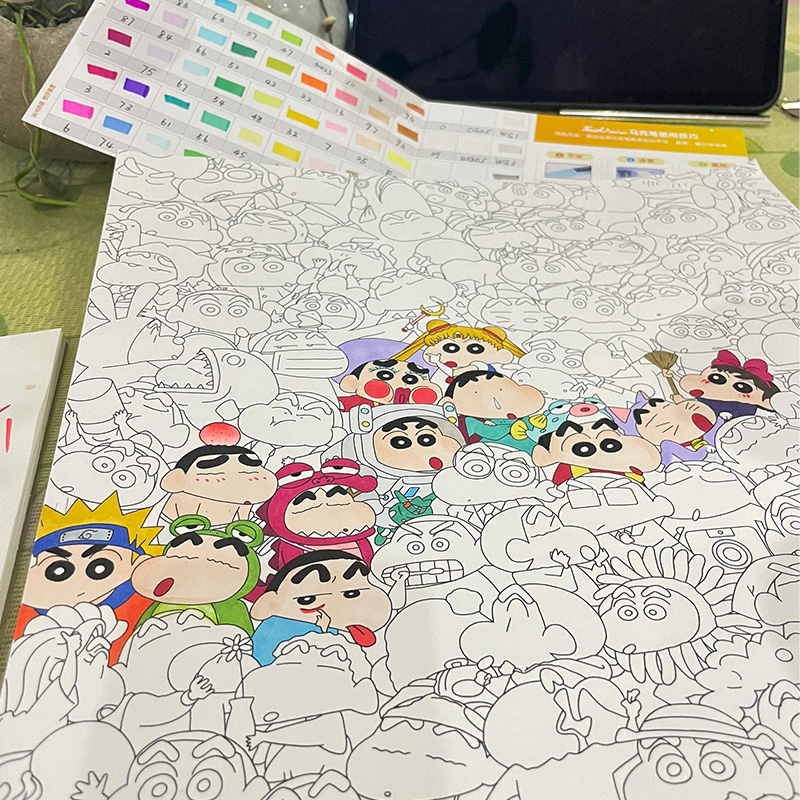 蜡笔小新堆堆乐数字油画填色diy手绘丙烯儿童可爱手工填彩画充油