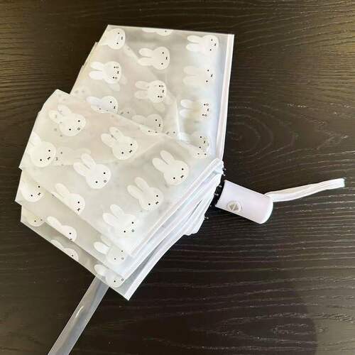 小兔子磨砂晴雨两用清新透明雨伞可爱学生全自动便携儿童卡通折叠
