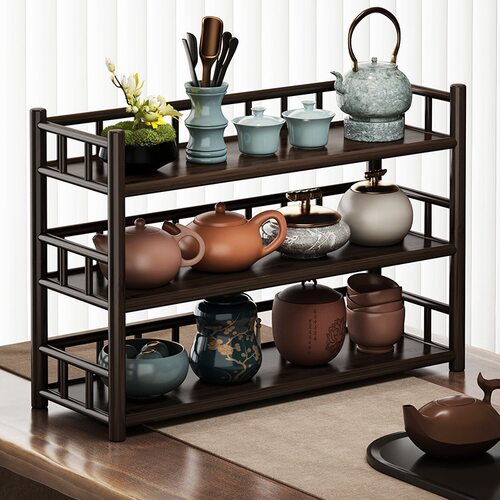 中式桌面茶具收纳展示架
