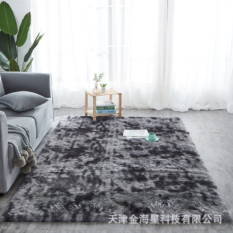 跨境北欧丝毛地毯客厅卧室茶几沙发床边耐脏加厚家用地垫毛绒全铺