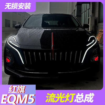 红旗EQM5机盖流光灯日行灯总成中网旗标灯发光车标eqm5后杠灯尾翼