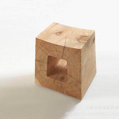 现代简约家用实木凳餐厅甜品店原木凳创意个性凳装饰凳摆件方墩子