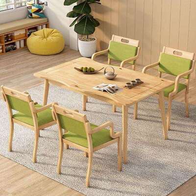 养老院机构康养老年公寓敬老院椅子老年适老化实木餐桌椅组合家具