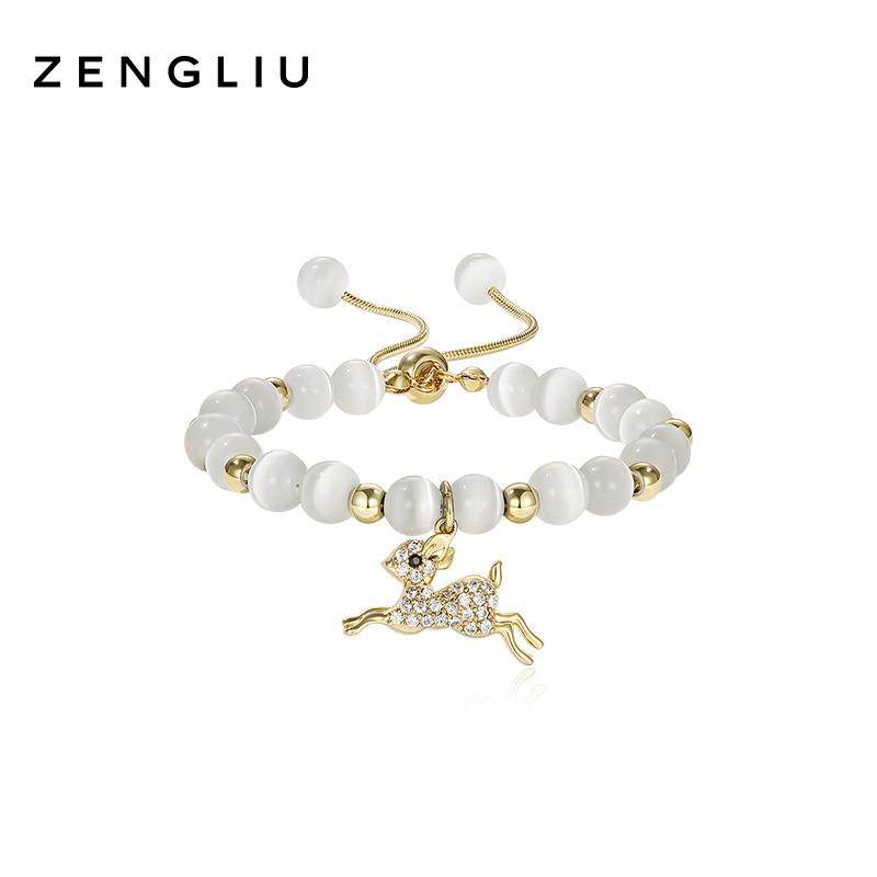 ZENGLIU猫眼石手链女ins小众设计轻奢精致高级感简约气质小鹿手饰