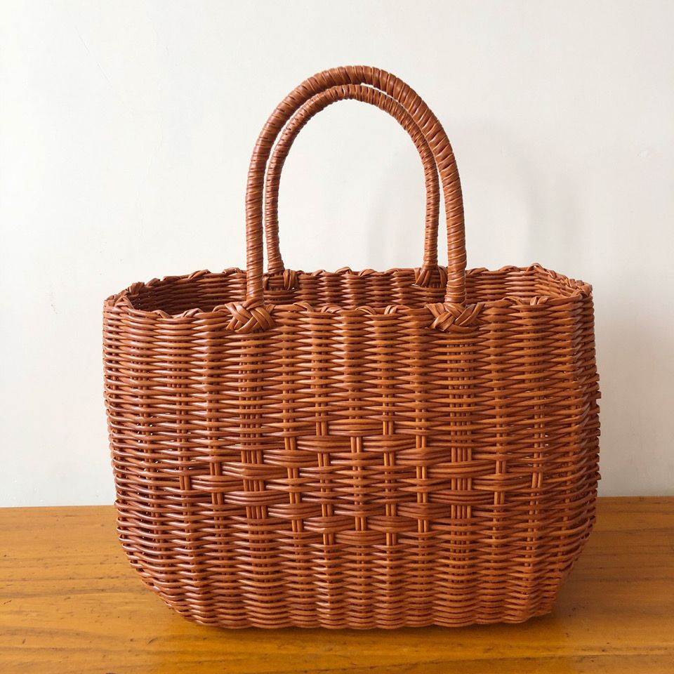 仿藤编织手提篮户外野餐篮采摘篮购物篮家居菜篮子手提篮子干湿