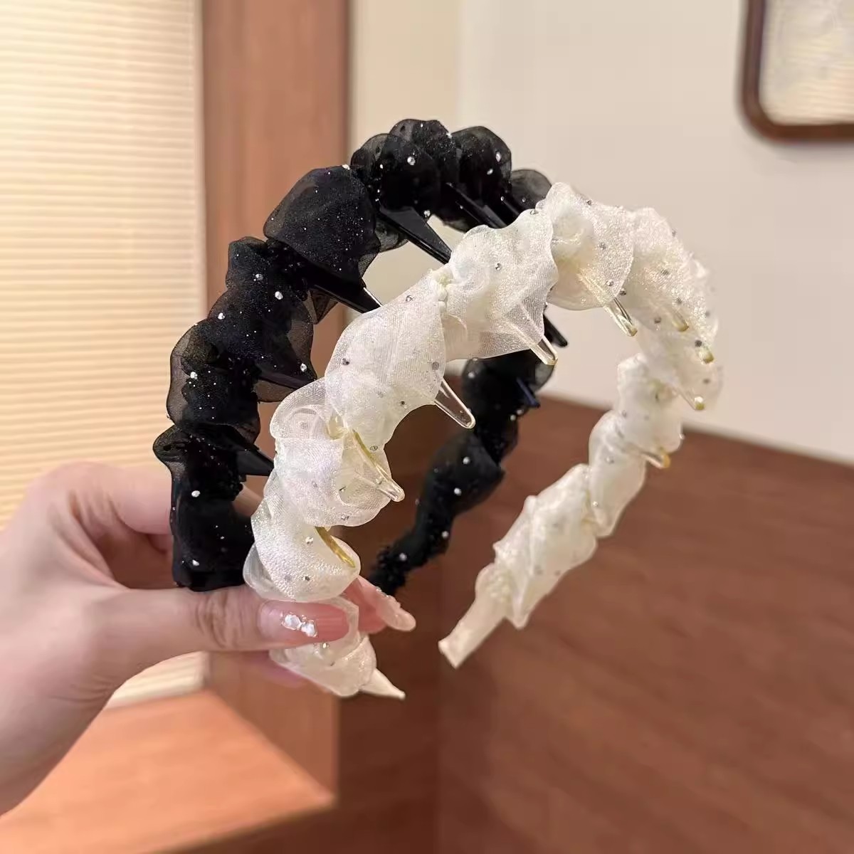 韩系满天星云朵泡泡网纱发箍