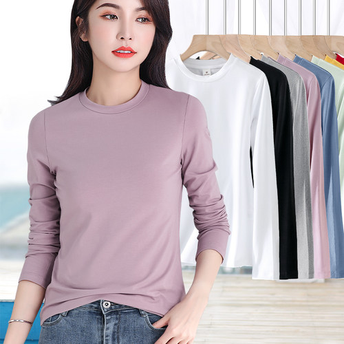 纯棉小高领长袖t恤打底衫女内搭