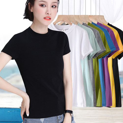 小高领黑色大码短袖修身打底衫女